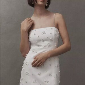 BHLDN Straight-Neck Pearl Mini Dress